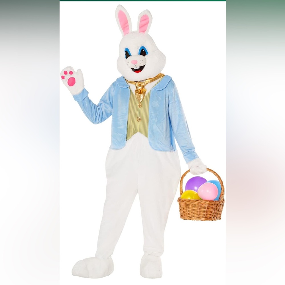 DELUXE Easter Bunny Costume with Blue Jacket and Green Vest